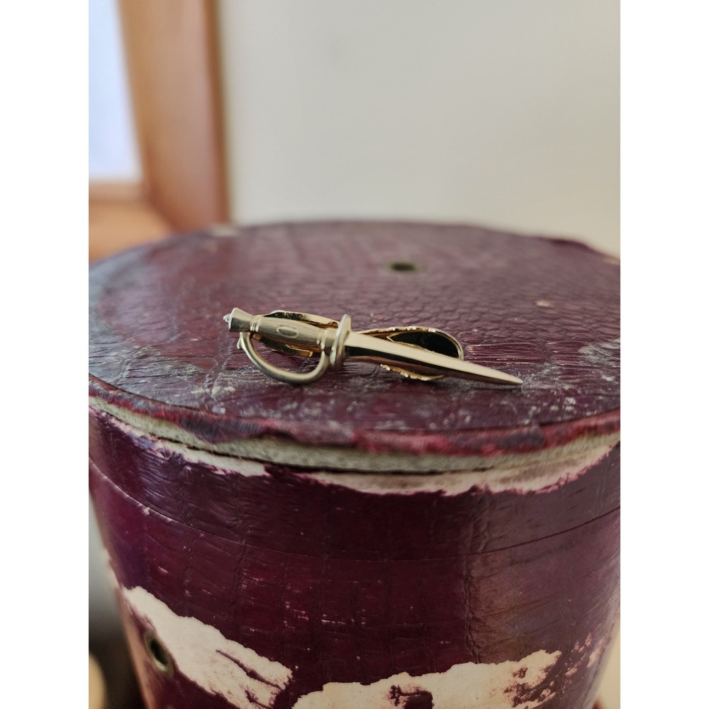 Hickok USA Vintage Gold Tone Sword Saber Tie Clip Mens Formal Accessory Military